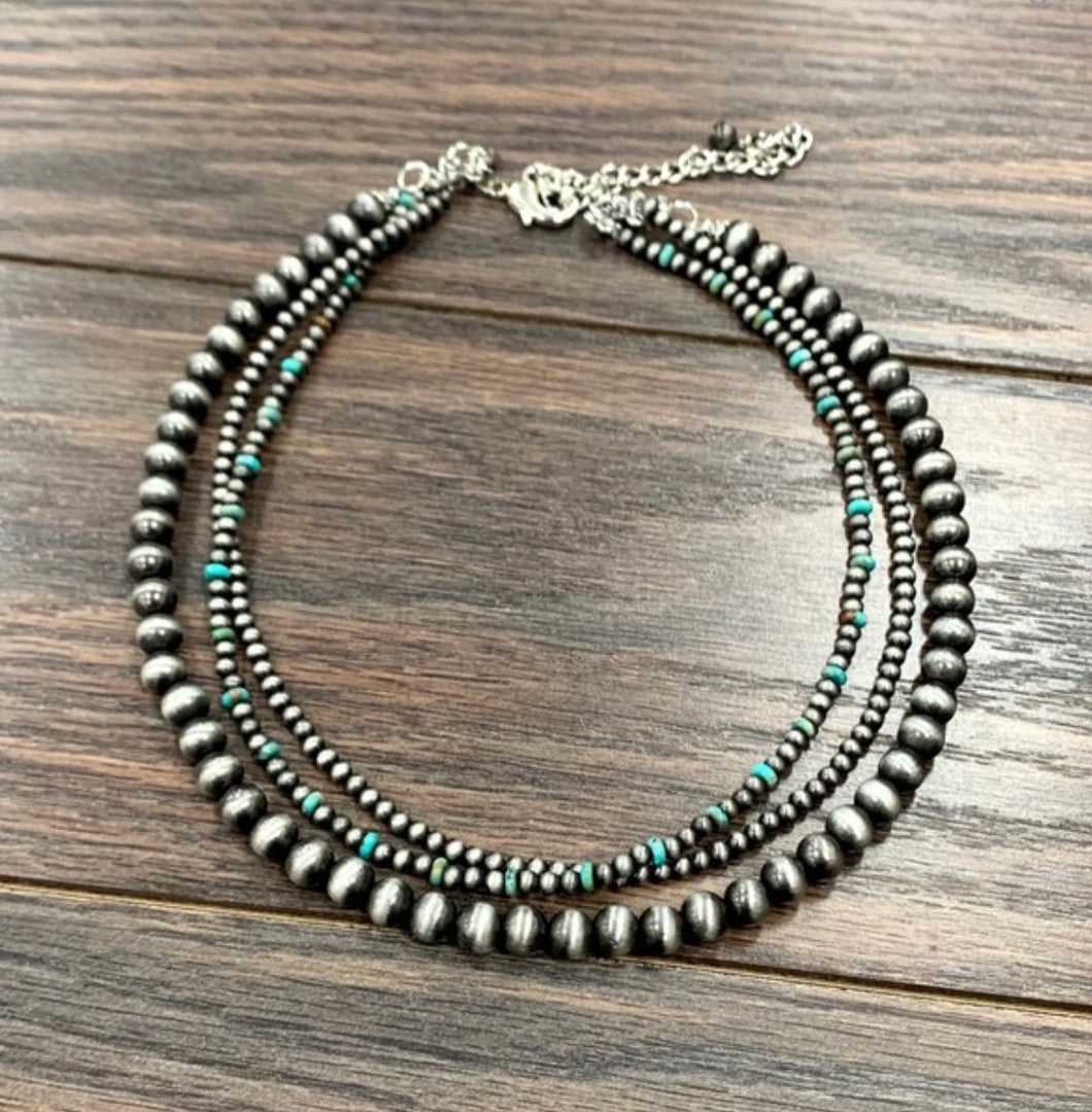 Turquoise 3 strand necklace (BEST SELLER)